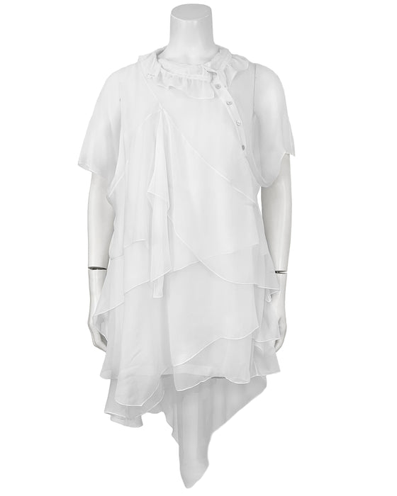 White Chiffon Layered Mini Dress
