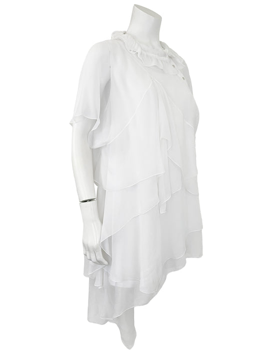 White Chiffon Layered Mini Dress