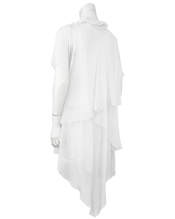 White Chiffon Layered Mini Dress