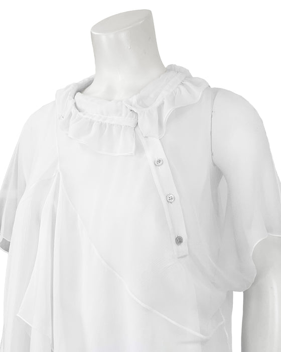 White Chiffon Layered Mini Dress
