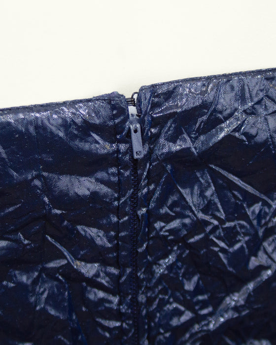 Navy Blue Strapless "Trash Bag" Gown