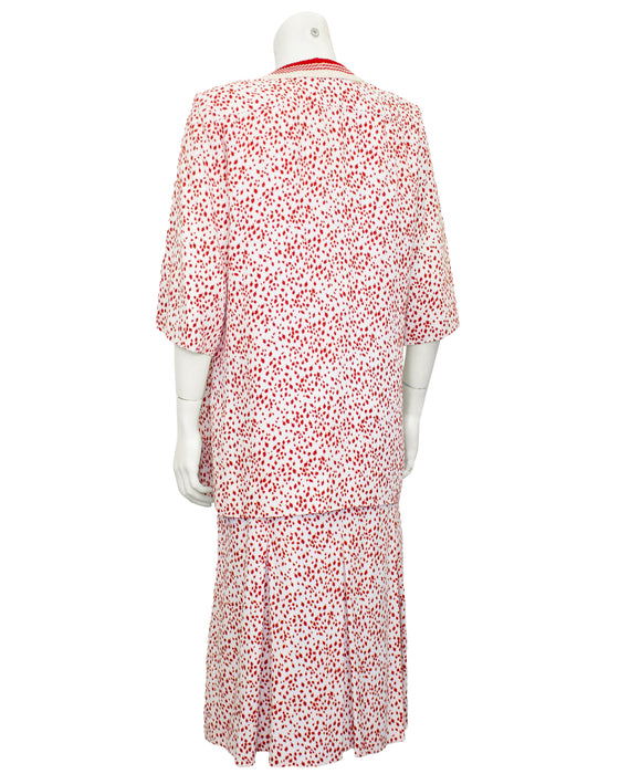Red Polka Dot Dress & Cardigan Ensemble