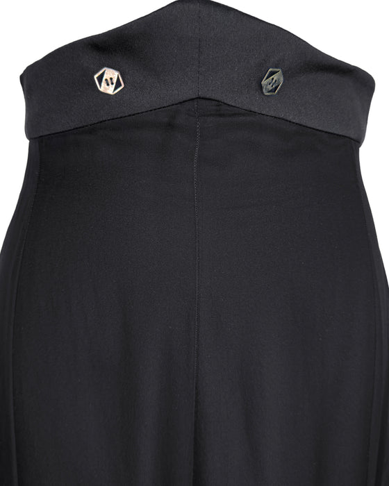 Black Double Breasted Vest And Skirt Ensemble