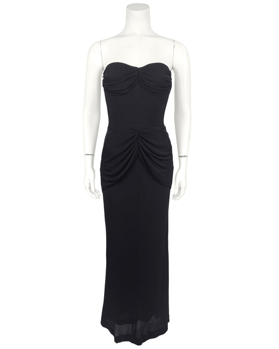 Black Jersey Strapless Gown