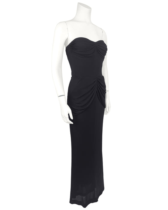Black Jersey Strapless Gown