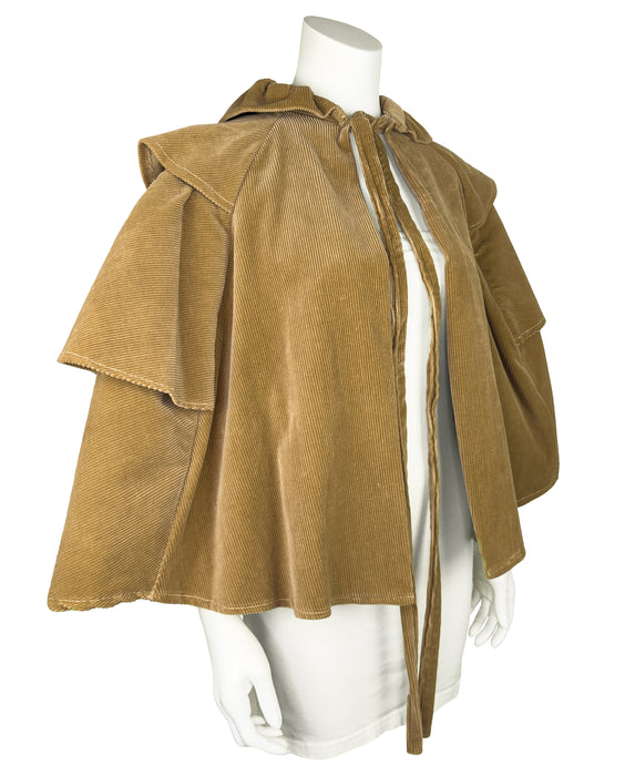 Tan Corduroy Cropped Tiered Cape