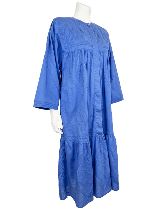 Blue Cotton Smock Dress – Vintage Couture Blue Cotton Smock Dress – Vintage Couture