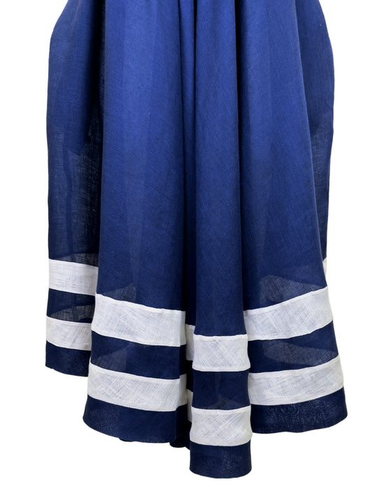 Navy Blue Sailor Style Linen Dress