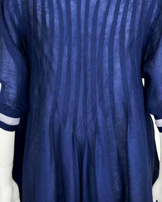 Navy Blue Sailor Style Linen Dress