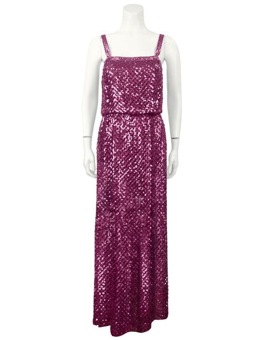 Fuchsia Sequin Maxi Dress