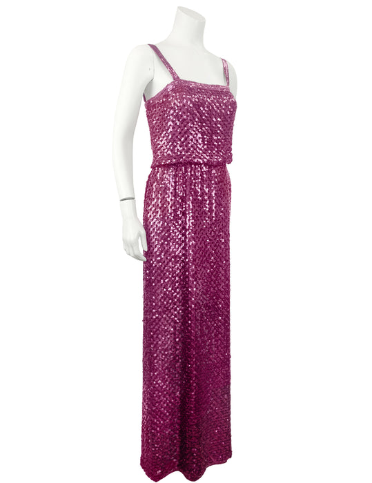 Fuchsia Sequin Maxi Dress