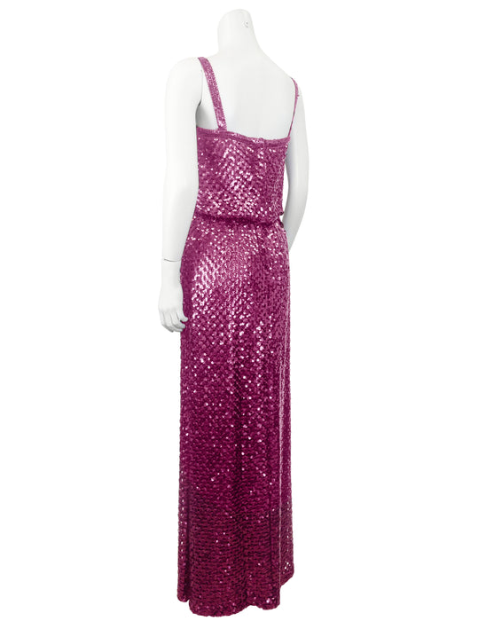 Fuchsia Sequin Maxi Dress
