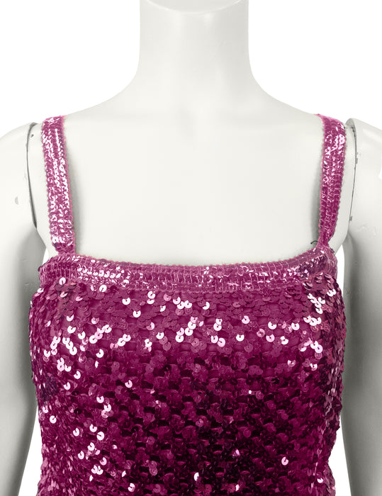 Fuchsia Sequin Maxi Dress
