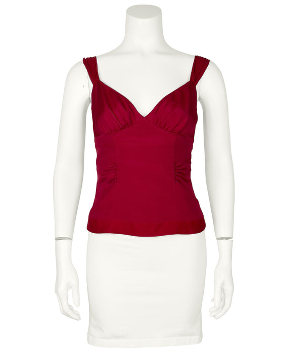 Red Silk Bustier Top