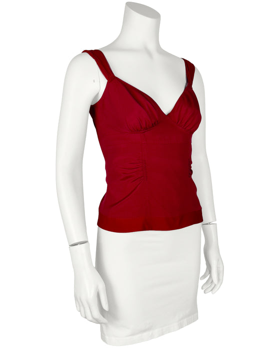 Red Silk Bustier Top