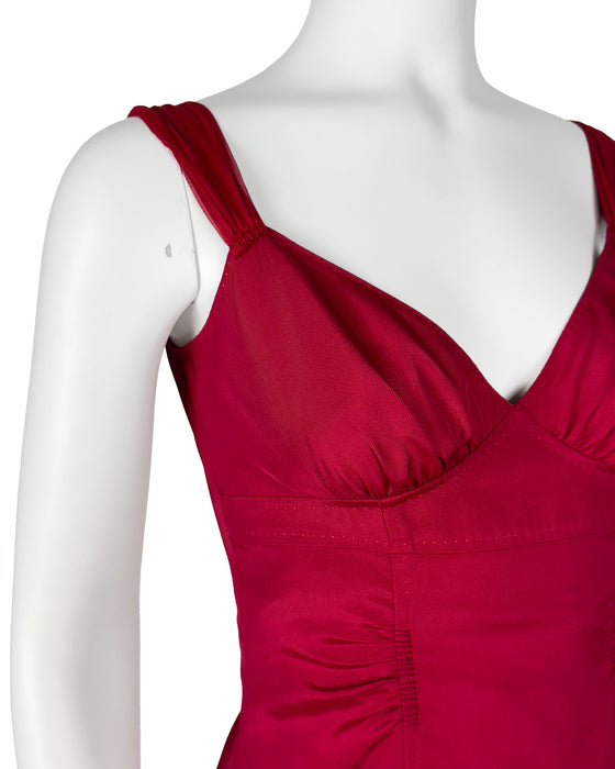 Red Silk Bustier Top
