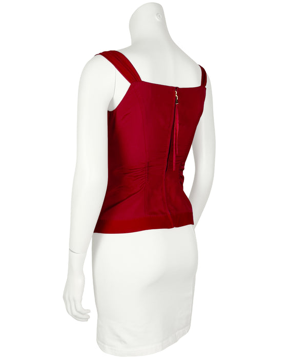 Red Silk Bustier Top