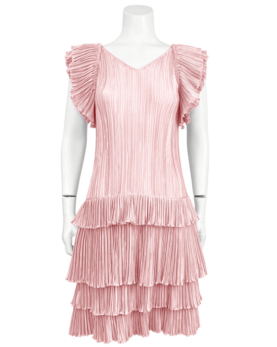 Pink Marii Micro-pleat Party Dress