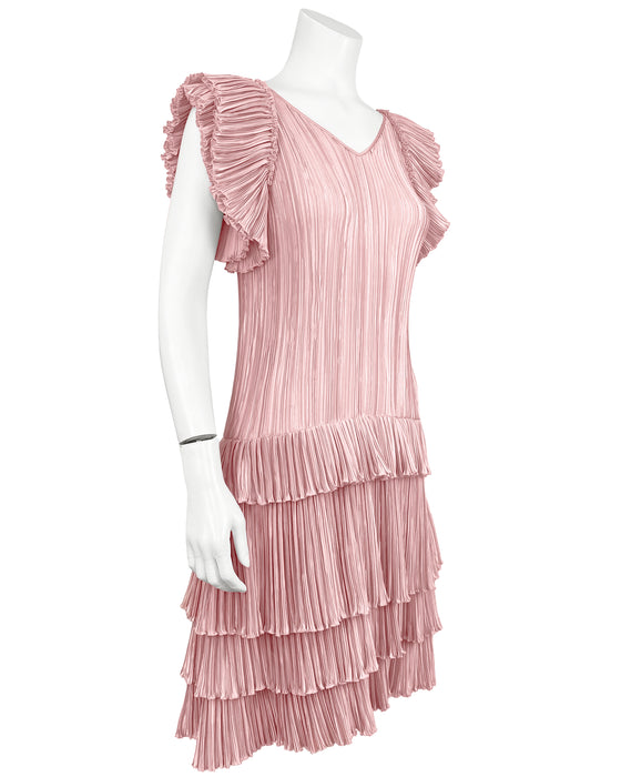 Pink Marii Micro-pleat Party Dress