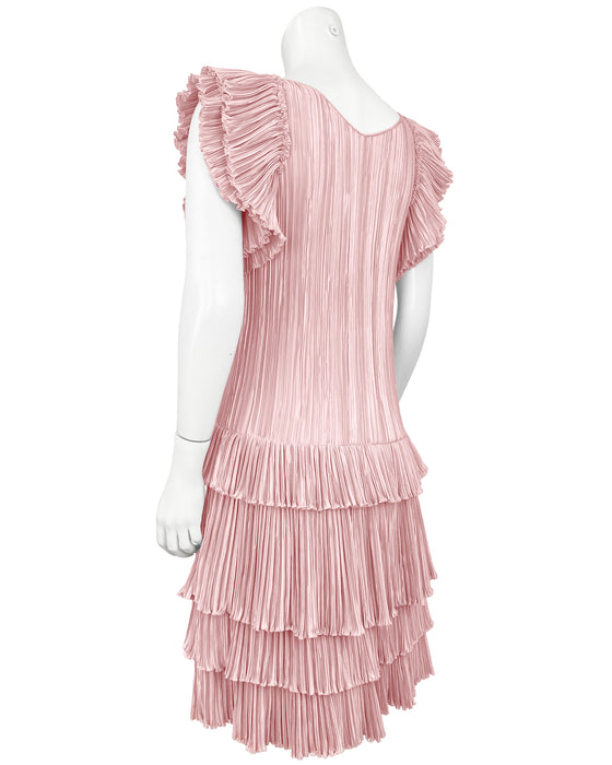 Pink Marii Micro-pleat Party Dress