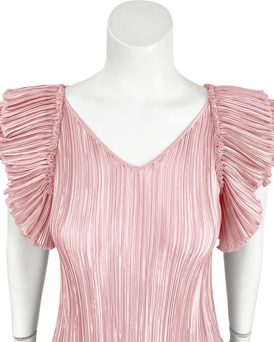 Pink Marii Micro-pleat Party Dress