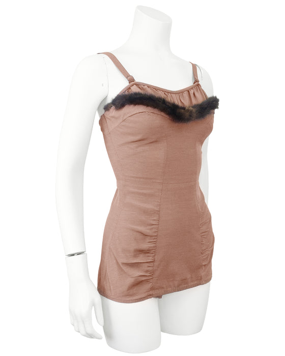 Brown One Piece Swimsuit