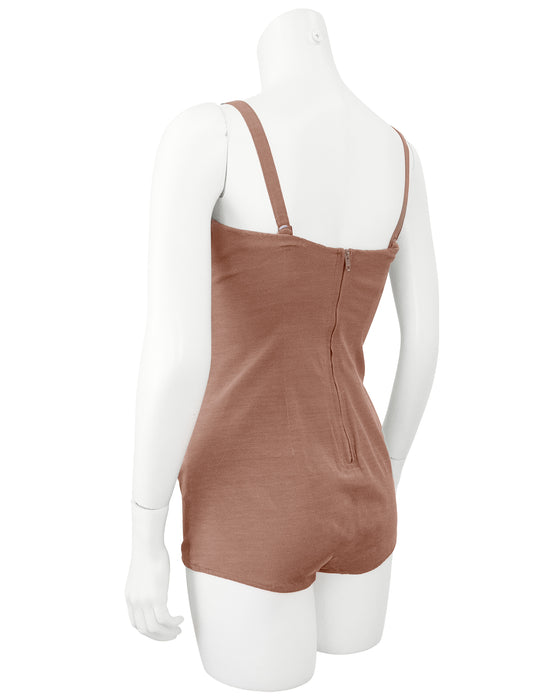 Brown One Piece Swimsuit