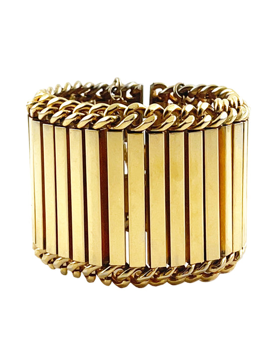 Heavy Articulated Bar Gilt Metal Bracelet