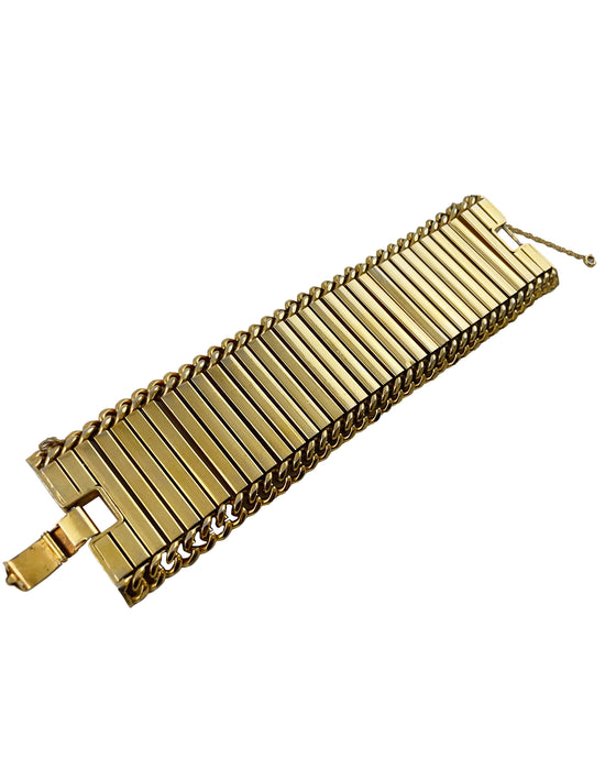 Heavy Articulated Bar Gilt Metal Bracelet