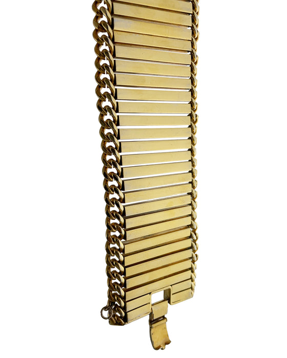 Heavy Articulated Bar Gilt Metal Bracelet