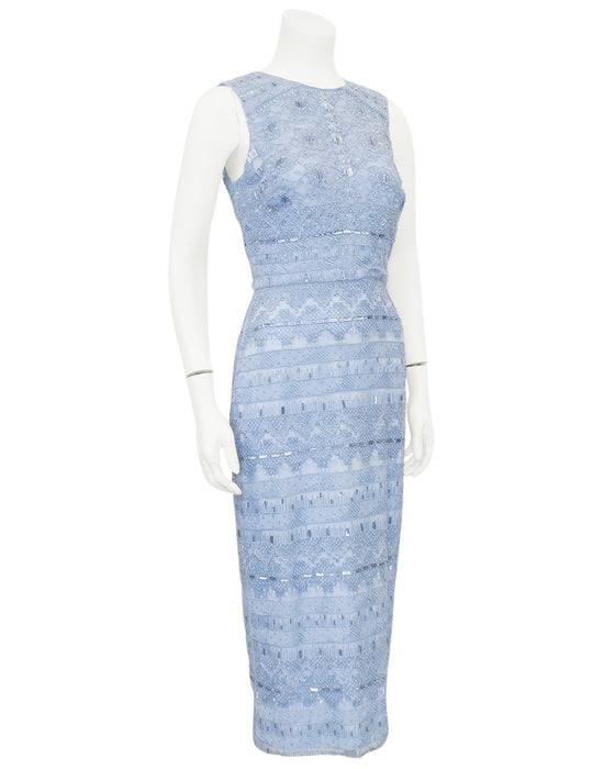 Blue Beaded Dress Vintage Couture Blue Beaded Dress Vintage Couture