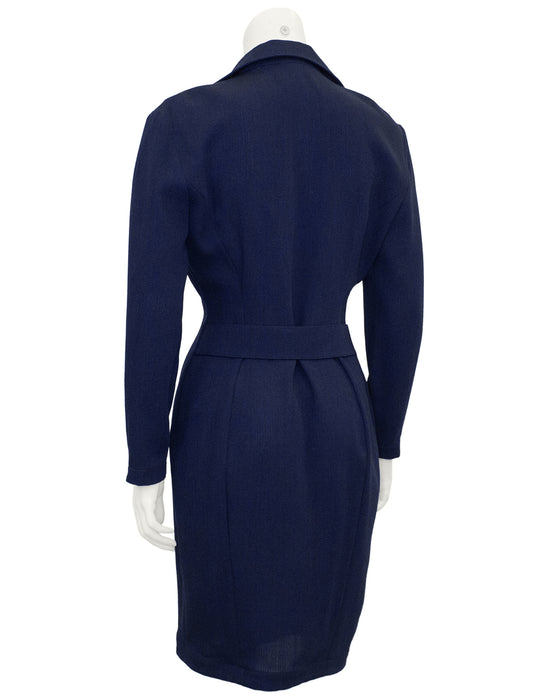 Navy Wool Double Breasted Coat Dress