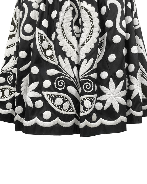 Black & White Embroidered Skirt