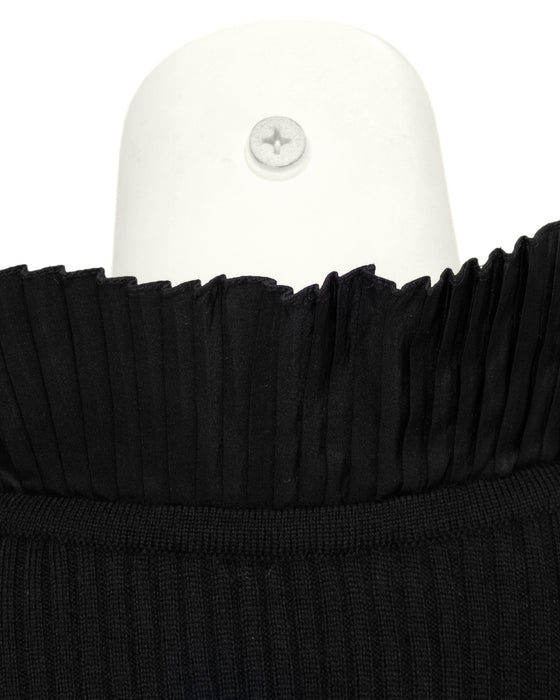 Black Sweater with Pleated Collar