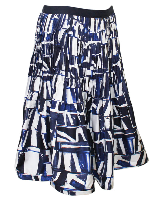 Blue Abstract Silk Skirt