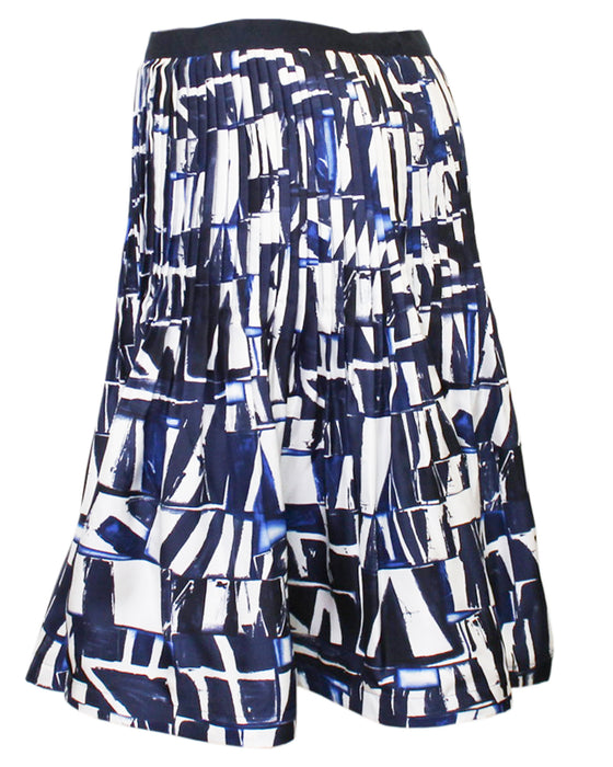 Blue Abstract Silk Skirt