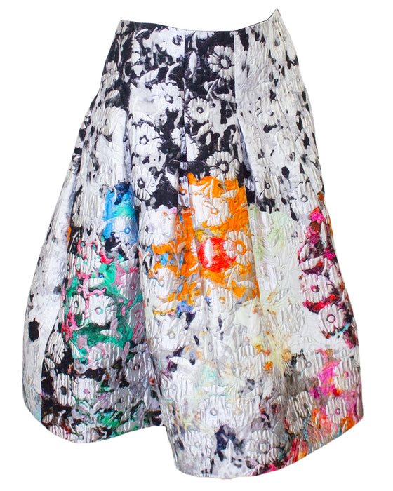 Multi-Colour Watercolour Flower Skirt