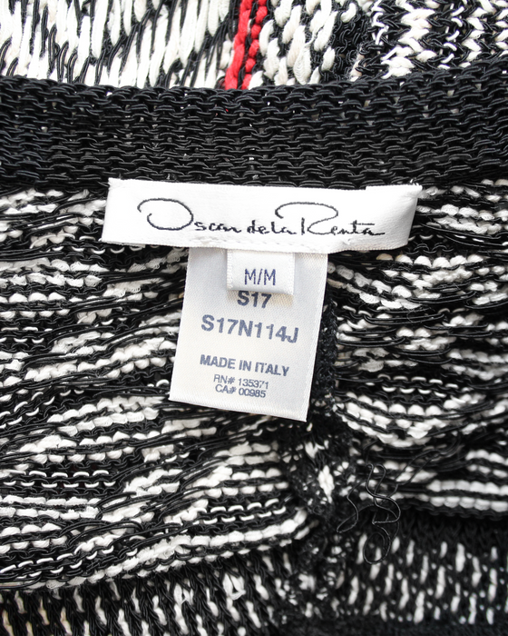 Black, White and Red Knit Dress & Jacket Ensemble