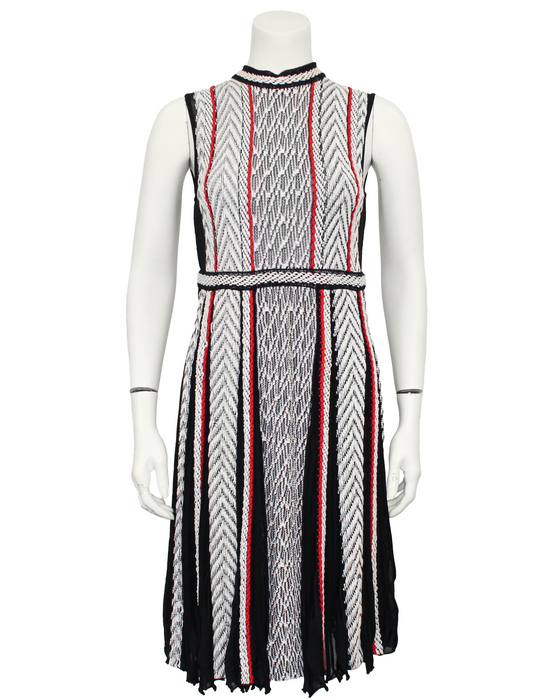 Black, White and Red Knit Dress & Jacket Ensemble