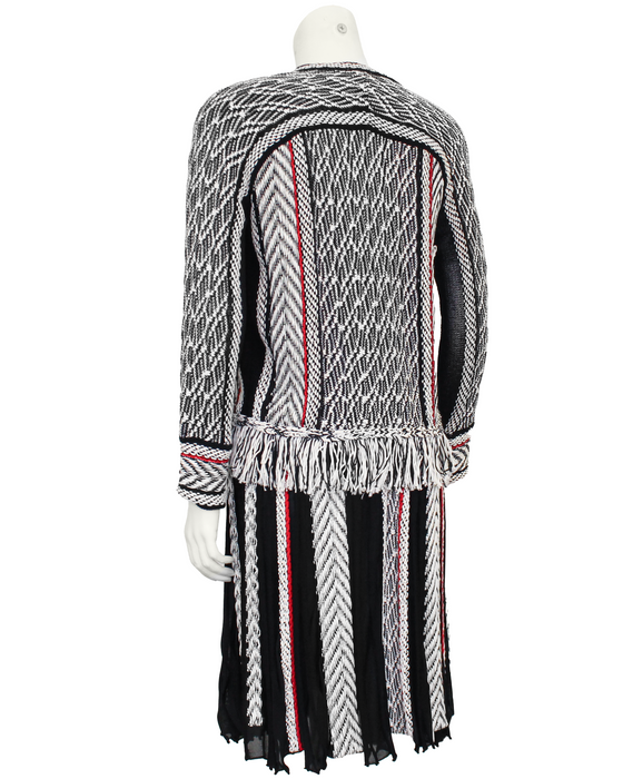 Black, White and Red Knit Dress & Jacket Ensemble
