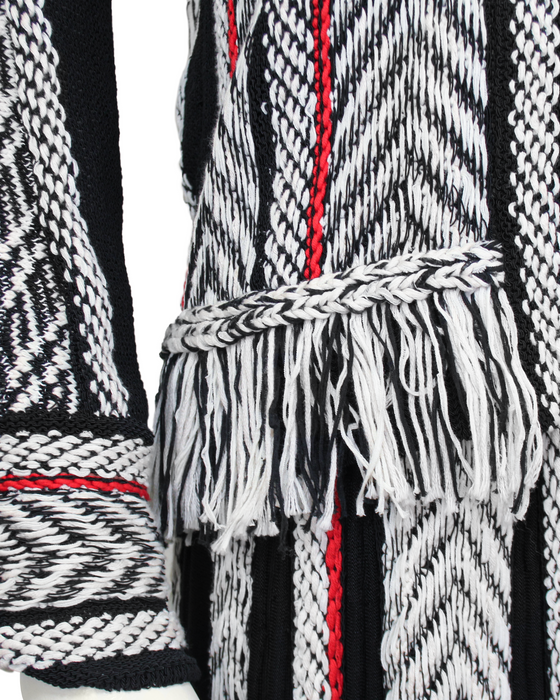 Black, White and Red Knit Dress & Jacket Ensemble