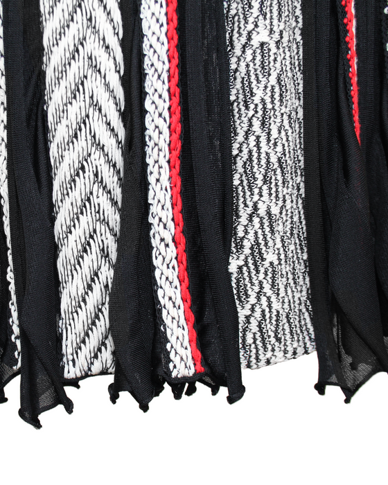 Black, White and Red Knit Dress & Jacket Ensemble
