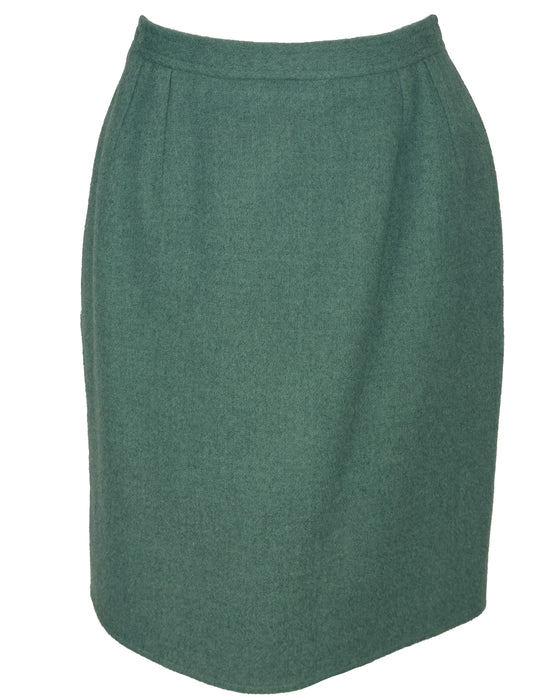 Green Wool and Velvet Skirt Suit