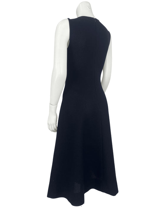 Black Knit Dress With Cross Stitch Details