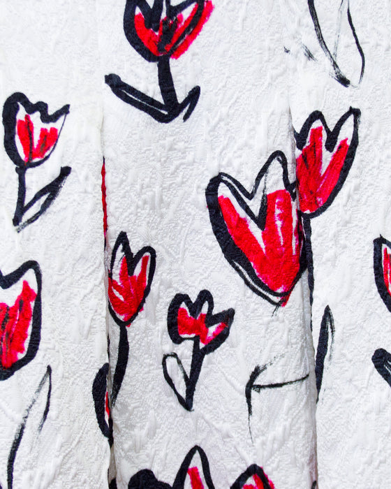 White and Red Tulip Printed Skirt