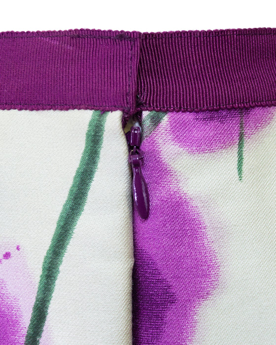 Purple Silk Watercolor Flower Skirt