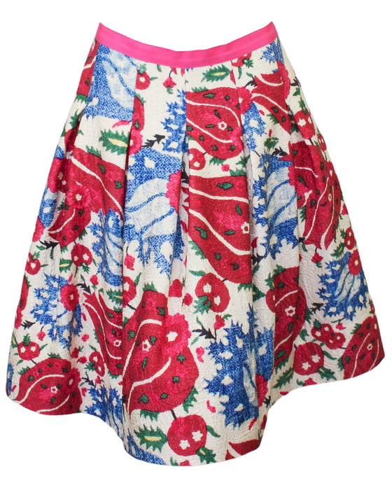 Red and Blue Floral Print Skirt