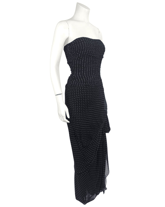 Black and Cream 1982 Polka Dot Gown
