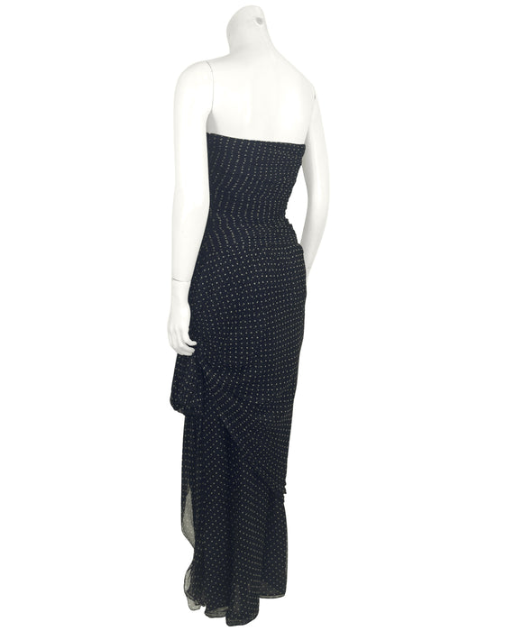 Black and Cream 1982 Polka Dot Gown