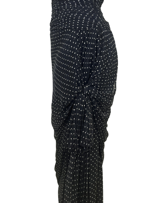 Black and Cream 1982 Polka Dot Gown